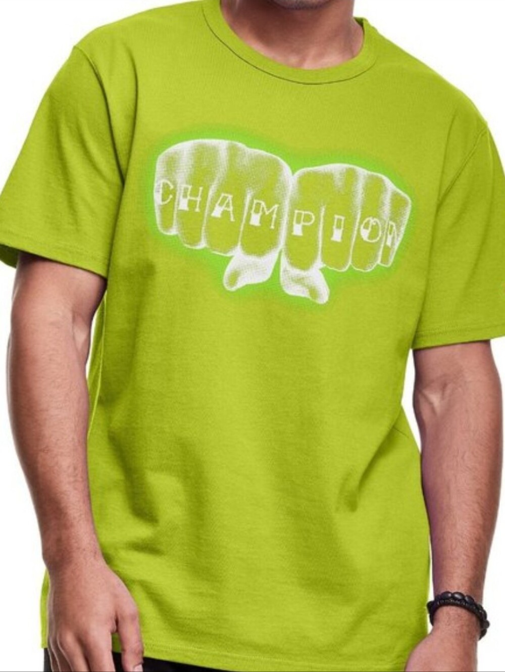Champion Men’s Neon Yellow Green Graphic Short Sleeve T-shirt